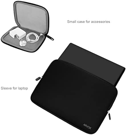 ARVOK 13 13.3 14 inch Laptop Sleeve with Extra Bag for MacBook Air/Pro 13/MacBook Pro 14/ Water Resistant Canvas Fabric Notebook Computer/Tablet Pouch Cover Case for HP/Dell/Asus/Acer/Samsung