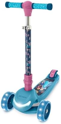 Jetson Frozen I Three-Wheel Light Up Kick Scooter, Light up Stem & Wheels, Height Adjustable Handlebar, Rear Brake, Foldable, Ages 3+, JFRZ2-3KIK