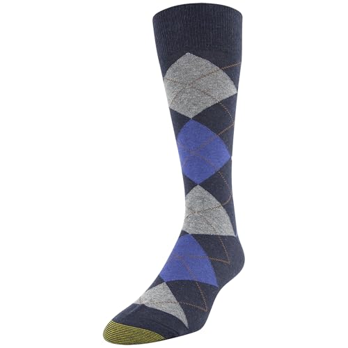 GOLDTOE Carlyle Argyle Crew Skarpety męskie, 3 pary, Granatowy/Szary, rozmiar uniwersalny