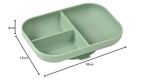BÉAba, Piatto In Silicone Con Ventosa, Antiscivolo, Sano E Durevole, Lavabile In Lavastoviglie, Microonde, Congelatore, Facile Manutenzione, Verde Salvia - 7
