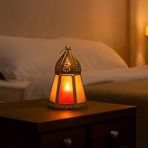 Image of MARKET 99 Metal+Glass Royal Lantern Frustum Shape | Elegant Home Decor for Diwali, Christmas, Birthday, and Wedding | Decorative Candle Holder for Ideal for Festive & Ambient Lighting | Multi Color