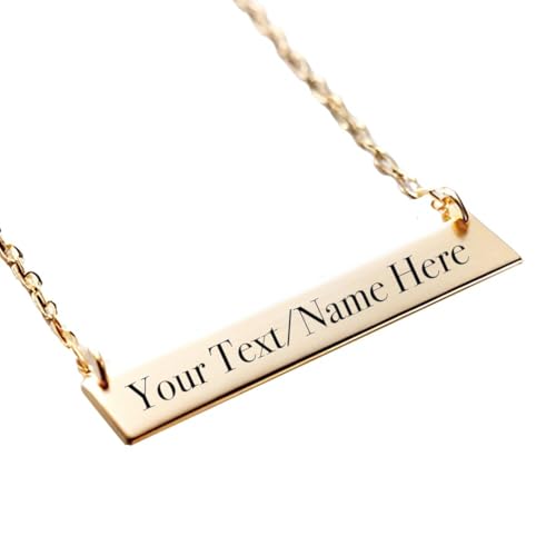 Elosh Custom Name Bar Necklace for Women &ndash; Personalized Jewelry with Any Name or Word, Elegant and...