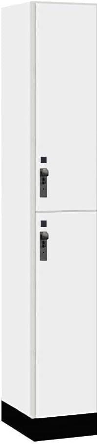Salsbury Industries 42168AW 12 in. Wide Premier Wood Locker - Double Tier - 1 Wide - 6 ft. High - 18 in. Deep - Arctic White - Hasp