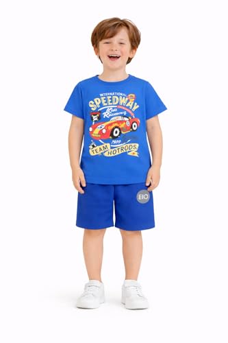 Image of EIO Boys Cotton Printed Dress Clothing Set Combo with Tshirts & Shorts-Pack 3