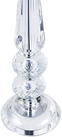 Happy Homewares Modern Transparent K9 Crystal Glass Table Lamp Base with Faceted Spheres and Silver Plated Trim | 1 x E14 60w Maximum | 28cm Height