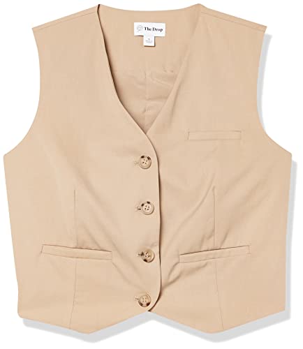 The Drop Women's Sadie Cropped Slim Vest, Stone, M #TOP5