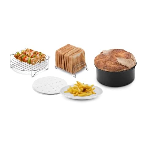 Ufesa Pack of 4 Oil-Free Air Fryer Accessories, 3.5L or More, Cake Mold, Grill, Skewers, Toast Holder and Vegetable Paper, BPA Free Cover