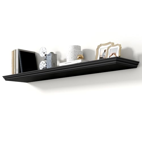 Image of 48 Inch Floating Shelves for Wall, 9.3 inchD Crown Molding Wood Display Shelf