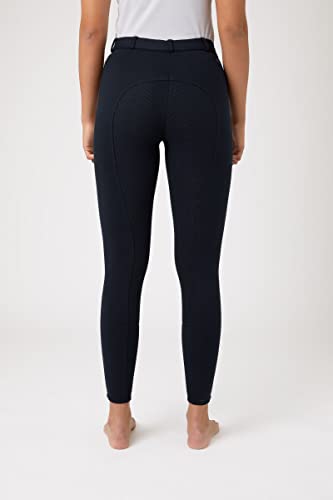 Horze Active Women's Horse Riding Silicone Grip Full Seat Breeches | Midrise Waist With Front Pocket - Peacoat Dark Blue - 28 #TOP3