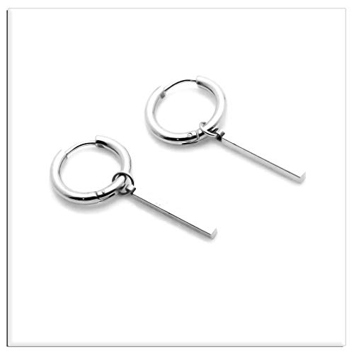 Xusamss Punk Jewelry Stainless Steel Huggie Hinged Earrings Bar Dangle Drop Earrings3
