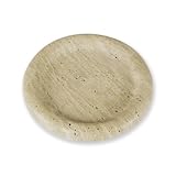 MAGPER HOME Natural Travertine Marble Vanity Tray- Round Stone Tray,Decorative Beige Countertop Organizer,Jewelry Dish for Bathroom,Coffee Table,Kitchen