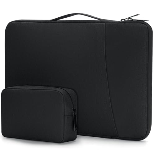 Romon Funda Portatil con Bolsa de Accesorios, Impermeable con Asa, Funda Ordenador Portatil para 13-14 Pulgadas, Negro