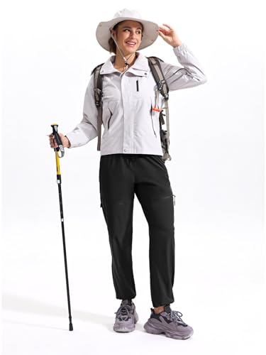 ZENGVEE Women Walking Cargo Trousers with 5 Pockets Lightweight Quick Dry Ladies Hiking Joggers Pants for Athletic Workout Travel Casual Outdoor A-UK-C9320-Black-XL - Image 5