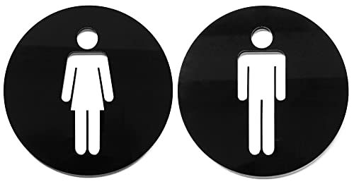 Plaque de porte WC Femme - Homme Panneau de Toilette Plaque de Salle de Bain Méthacrylate 3 mm Lot de 2