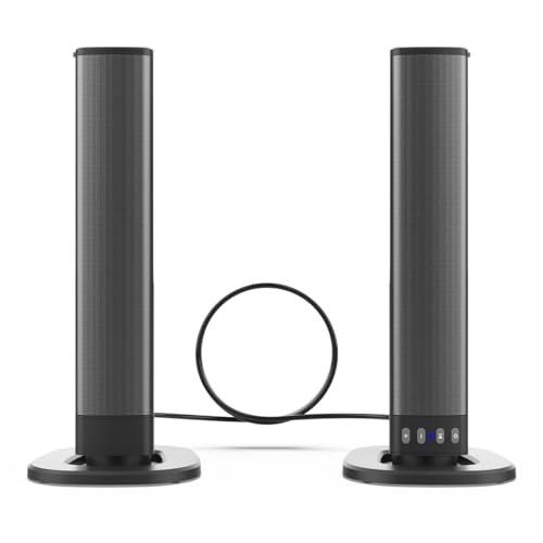 Hanstore Sound Bar for TV, 2-in-1 Detachable Bluetooth Soundbar, 20W PC Speakers Soundbar with USB, TF, FM, TWS, RCA & AUX Playback, 4 Speaker, 2000mAH Battery - RCA