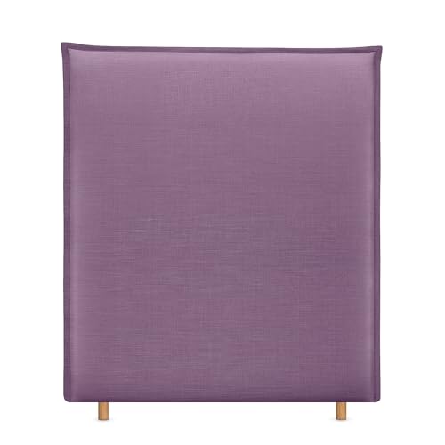 DHOME Cabecero de Lino Natural con Ribete hasta el Suelo con 8cm de Grosor Cabezal Tapizado Cama Dormitorio Moderno Top Trending (Lino Lila, 105cm (Camas 90))