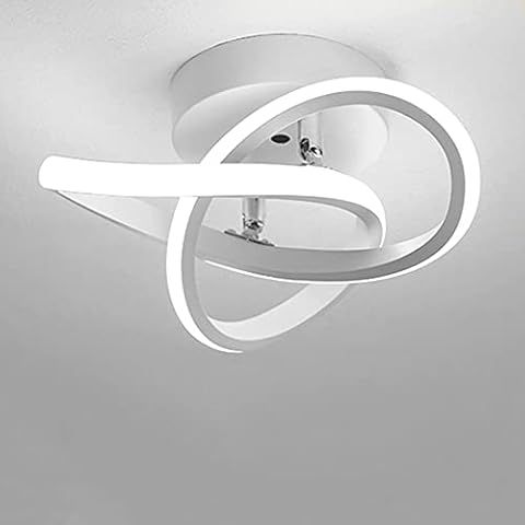 LED Lamp 2 Rings Creative Personality Nordic White Black Ceiling Lighting for Entrance Hallway Lights Ceiling Living Room Cool White Light 22W (White) Cover