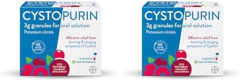 Image of Cystopurin Cystitis Relief, Cranberry Flavour and Low in Sodium, 6 Sachets (Pack of 2)