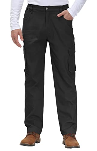 YSENTO Herren Cargohose Männer Arbeitshosen Stretch Chino Kargohosen Vintage Baggy Hosen Baumwolle(Schwarz,40) Cover