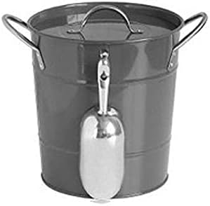 Ice Bucket,Ice Bucket with Lid and Ice Tongs,Creative Black Iron Ice Bucket Coffee Bar, Big Ice Bucket Coffee Shop Tea Shop Equipment