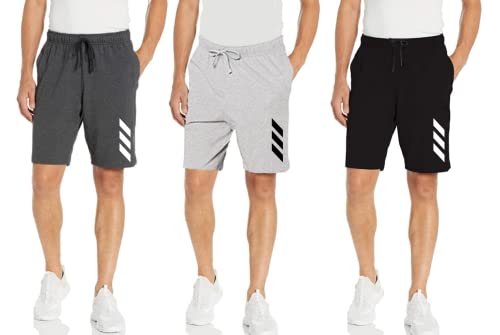 Image of KART BLACK Men's Regular Fit Shorts with Pocket|Casual Knit Shorts|Printed Shorts|Over Sized Shorts|(S,M,L,XL,XXL,3XL,4XL,5XL) Combo Pack of 3
