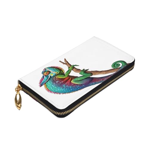 Chameleon Listen Music Long Leather Wallet,Large Capacity Soft Pu Leather Purse For Women With Multiple Card Slots Phone Pocket And Zipper Coin Purse Stylish Phone Card Holder Clutch3