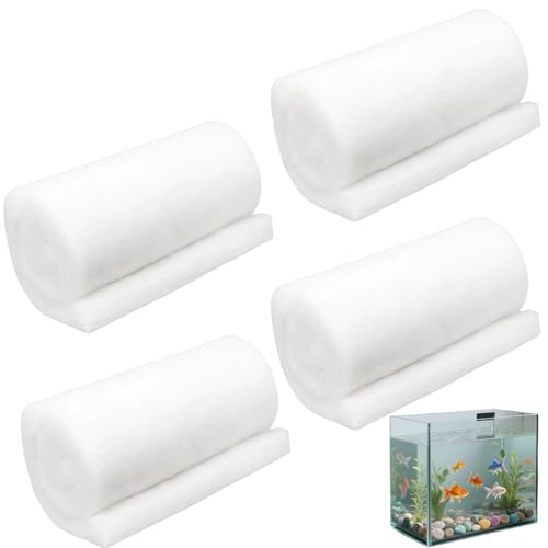 JazRvr Filterwatte Aquarium Filtermatte Aquarium Filterschwamm 4 Stück Filterwatte Set für Aquarium Wasserfilterung Ideal für Aquarien und Fischbehälter Maße 3 x 12 x 100 cm Weiß