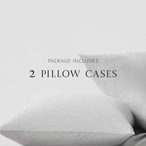 Image of Linen Closet Luxury Cotton 144 Thread Count Organic Cotton Standard Pillowcases, Set of 2, Light Grey