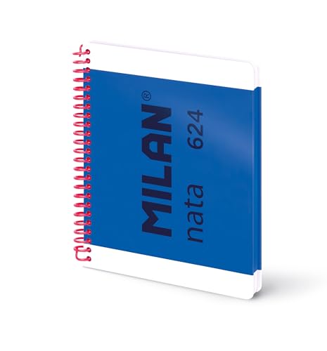 MILAN® Cuaderno A5 con espiral y tapa dura, papel pautado a líneas, 80 hojas de 95 gr/m², colección nata®, azul