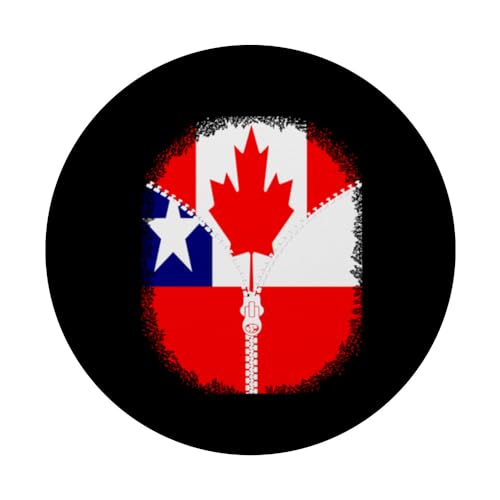 Canada Chile Flag Canadian Chilean Zipper PopSockets Swappable PopGrip, Black - Image 3