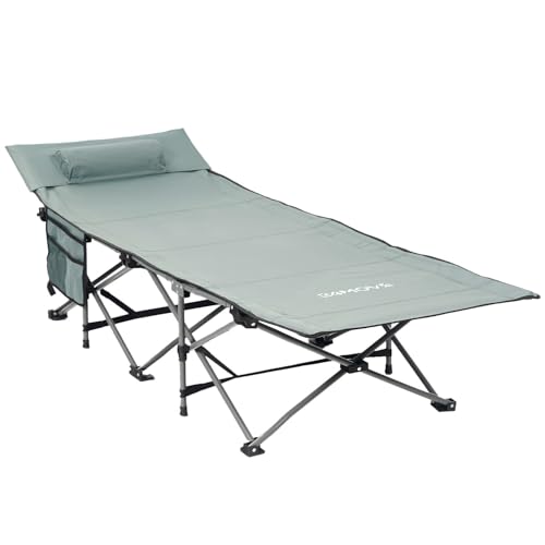 24MOVE® Feldbett Campingbett bis 150 kg In-und Outdoor Camping faltbar, 190 x 67 x 34cm, tragbar mit Tasche, für Garten oder Reisen, grau