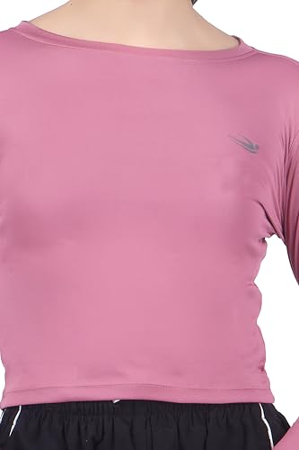 Image of Amazon Brand - INKAST Women Solid Fit T-Shirt | Active Wear Crop Tops with Thumbhole | Casual Sport Wear | Gym | Training | Running | Workout
