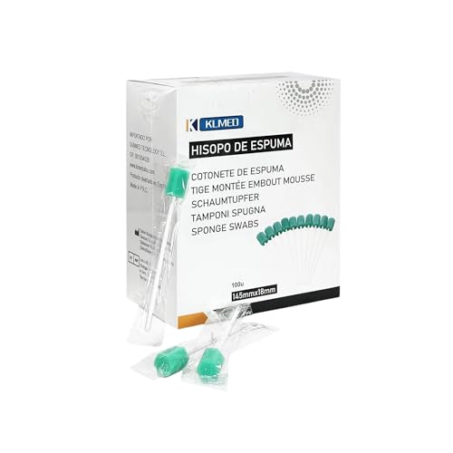 Limpiador de Lengua para Higiene Bucal Diaria 100ud. Hisopos Bucales Estériles de Espuma. Limpiador Lingual Evita Mal Aliento Boca. Alternativa a Cepillo de Dientes Desechable e Hilo Dental.