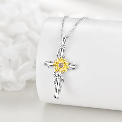 TIGER RIDER Mustard Seed Sunflower Cross Necklace for Women Sterling Silver Saint Michael Star of Dove Hummingbird Ladybug Cross Necklaces Faith Pendant Christian Jewelry Birthday Gifts for Mom Friends4