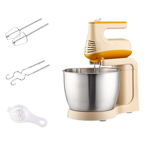 Dough Mixer,2 in 1 Hand & Stand Mixer with 3L Stainless Steel Mixing Bowl Electric Food Stand Mixer for Baking 5 Speed Whisk Blender Includes 2 x Beaters,2 x Dough Hooks for Wheaten Food,Sal
