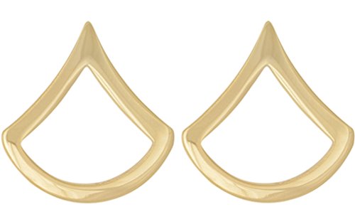 U.S. Army Metal Pin On Enlisted Rank NON-SUBDUED (SHINY) - 1 PAIR (E3 PFC)