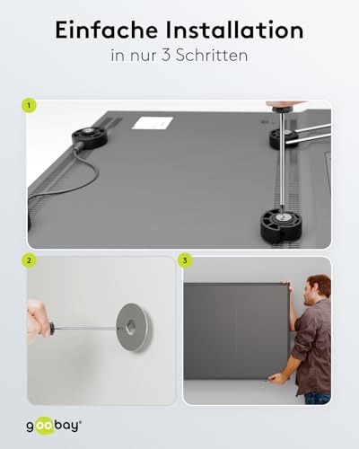Goobay 63490 TV Wandhalterung Fernseher Halterung 37 - 70 Zoll (94 - 178 cm) Kabelsystem universelle Fernsehhalterung TV VESA Wandhalterung TV 50 kg – Bild 7