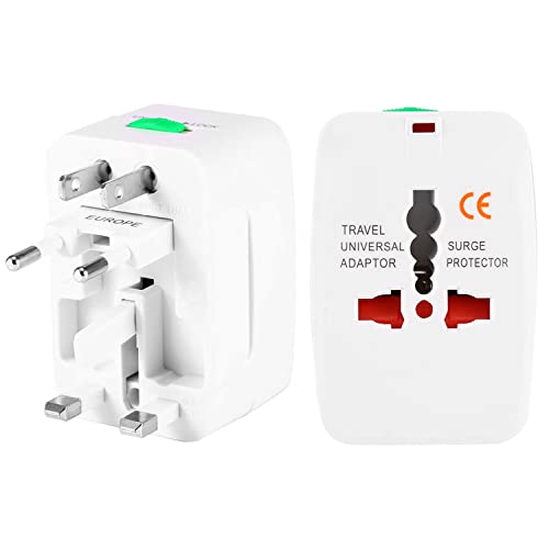 Adaptador Enchufe de Viaje Universal Todo en Uno, Enchufe Adaptador Internacional para AU, UK, US, EU [Compacto y Cómodo] - Cargador para Europa, Reino Unido, Americano, Australia y Otros Países