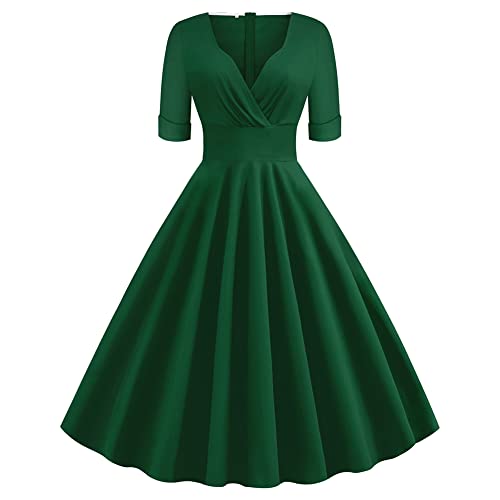lime green skater dress 1950s inspired sparkle swing dress in emerald green – La Novale Atelier main image 1