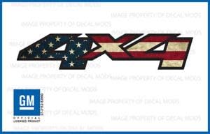 American Flag 4x4 Decals Stickers fits Chevy Silverado/GMC Sierra - FWFLAG (2007-2013) Bedside 1500 2500 HD (Set of 2)