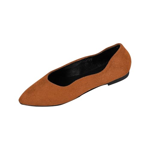 Flat Shoes for Women Dressy Slip on Ballet Flats Business Business Work Pointed-Toe Shoe Suede Shallow Single-Shoes