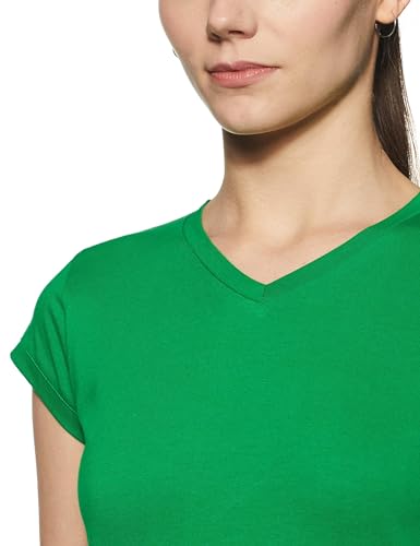 Image of Miss Chase Women's Maroon Super Soft V-Neck Short Sleeves Cotton Solid Regular Fit T-Shirt