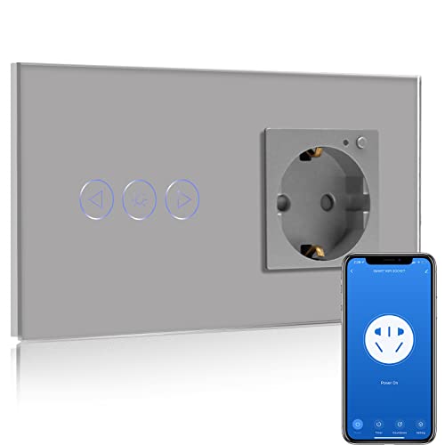 BSEED BSEED Interruptor Regulador de Luz WiFi con Enchufe,Compatible con Alexa y Google Home,Control de APP y Función de Temporizador,WiFi Interruptor de Luz Atenuador con Enchufe Inteligente 16A Gris