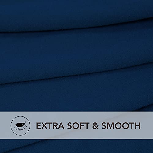 Image of PureFit Stretch Rectangle Ottoman Cover Footstool Cover, Navy | Fleece Soft Form Fit Ottoman Slipcovers Rectangle Slipcover for Folding Storage with Nonslip Elastic Bottom