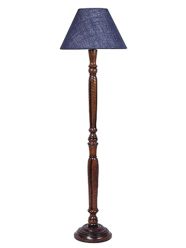Image of Devansh Blue Jute Conical Wooden Floor lamp -27