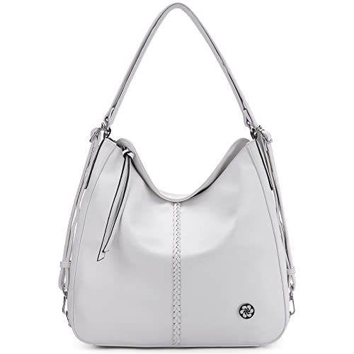 Geldbörse für Frauen und Leder Handtasche Groß Hobo Quaste Crossbody Taschen Faux Bucket Bag Lady Umhängetaschen, Weiß, Large Cover