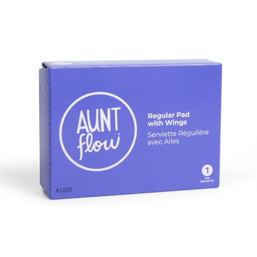 Aunt Flow #4 - Almohadilla con alas (caja de 250 servilletas en caja individual), ajuste universal, absorción regular, ecológica