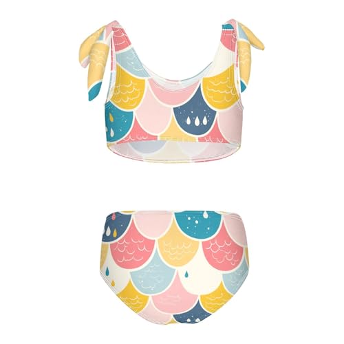 Mermaid Fish Scales Girl 2 Piece Kids Bikini Set Beach Swimsuits Swimming Suits Adjustable Strap2