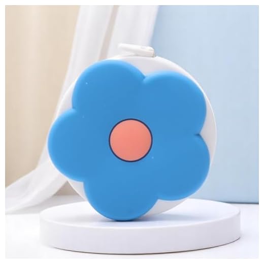 Generic 1Pcs Measure Tape Plastic Push-Button Tape Measure Blue Flower Design +/-5% Accuracy Plastic PVC Blue 5x5x1cm