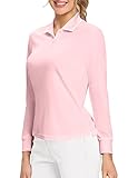 Hiverlay Polo Shirts for Women Golf Shirts Long Sleeve Lightweight Tennis Dressy Casual Tops Pink, M